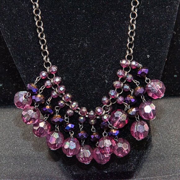 Vintage 18" Synthetic Amethyst Bead Necklace and earring set - Picture 5 of 5